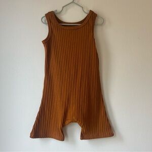 🌼 5/$20 Kids Brown Ribbed Sleeveless Jumpsuit Romper Size 120 Unisex Stretch